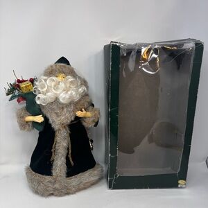 Vintage Santa Claus Christmas Tree Topper Old World St Nick Green Robe  Retro